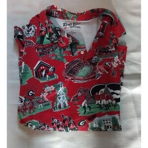 Reyn Spooner University of Georgia Bulldogs Scenic Aloha Print Polo Shirt 2XL